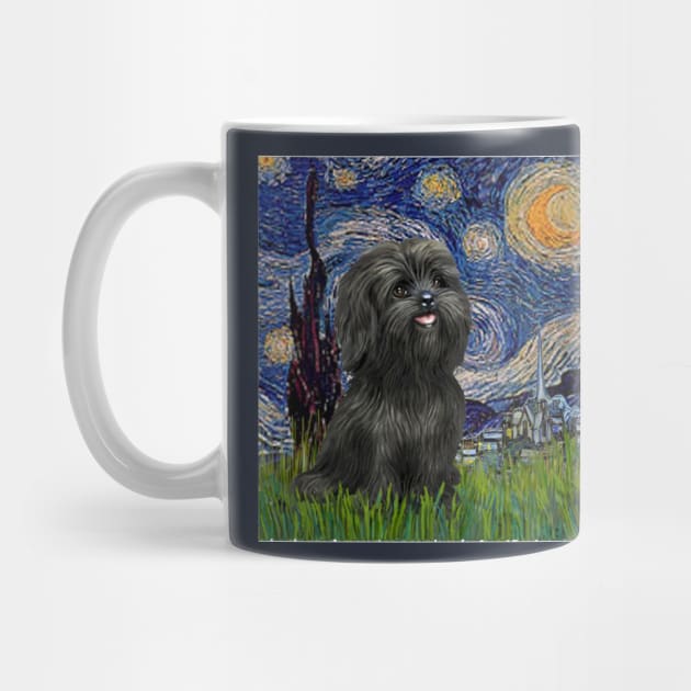 Starry Night (Van Gogh) Famous Art Adapted to include a Black Shih Tzu by Dogs Galore and More